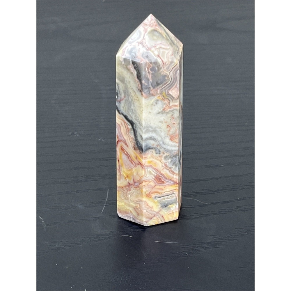 Crazy Lace Agate Tower Polished Crystal Point Obelisk Banded Stone